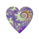 Sea Shell Spiral, Abstract Violet Cyan Stars Magnet (Heart)