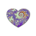 Sea Shell Spiral, Abstract Violet Cyan Stars Drink Coasters (Heart)