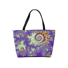 Sea Shell Spiral, Abstract Violet Cyan Stars Large Shoulder Bag from UrbanLoad.com Back