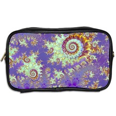 Sea Shell Spiral, Abstract Violet Cyan Stars Travel Toiletry Bag (Two Sides) from UrbanLoad.com Back