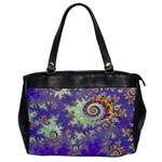 Sea Shell Spiral, Abstract Violet Cyan Stars Oversize Office Handbag (One Side)