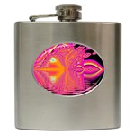 Magenta Boardwalk Carnival, Abstract Ocean Shimmer Hip Flask