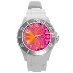 Magenta Boardwalk Carnival, Abstract Ocean Shimmer Plastic Sport Watch (Large)