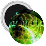 Dawn Of Time, Abstract Lime & Gold Emerge 3  Button Magnet