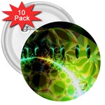 Dawn Of Time, Abstract Lime & Gold Emerge 3  Button (10 pack)