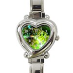 Dawn Of Time, Abstract Lime & Gold Emerge Heart Italian Charm Watch 