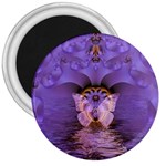 Artsy Purple Awareness Butterfly 3  Button Magnet