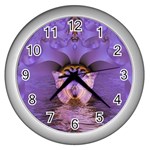 Artsy Purple Awareness Butterfly Wall Clock (Silver)