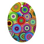 Psychedelic Flowers Oval Ornament