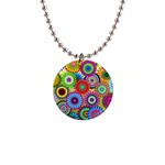 Psychedelic Flowers Button Necklace