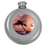 Sunset At The Beach Hip Flask (Round)