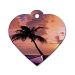 Sunset At The Beach Dog Tag Heart (One Sided) 