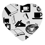 Books And Coffee Heart Ornament