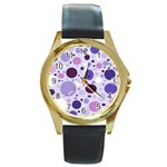 Passion For Purple Round Leather Watch (Gold Rim) 