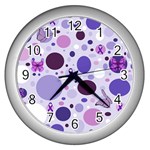 Purple Awareness Dots Wall Clock (Silver)