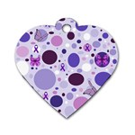 Purple Awareness Dots Dog Tag Heart (Two Sided)