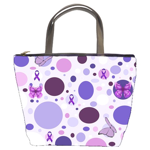 Purple Awareness Dots Bucket Handbag from UrbanLoad.com Front