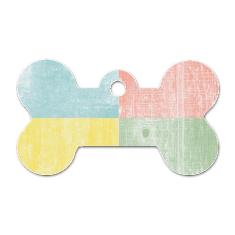 Pastel Textured Squares Dog Tag Bone (Two Sided) from UrbanLoad.com Front