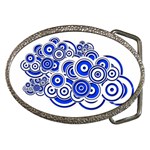 Trippy Blue Swirls Belt Buckle (Oval)