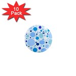 Bubbly Blues 1  Mini Button Magnet (10 pack)
