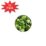Retro Green Abstract 1  Mini Button Magnet (10 pack)