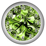 Retro Green Abstract Wall Clock (Silver)