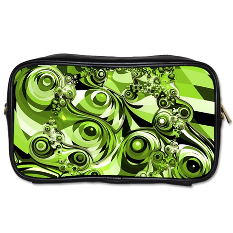 Retro Green Abstract Travel Toiletry Bag (Two Sides) from UrbanLoad.com Front