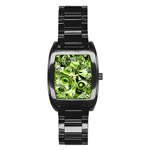 Retro Green Abstract Stainless Steel Barrel Watch