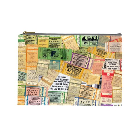 Retro Concert Tickets Cosmetic Bag (Large) from UrbanLoad.com Front