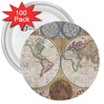 1794 World Map 3  Button (100 pack)