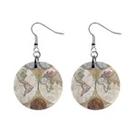 1794 World Map Mini Button Earrings