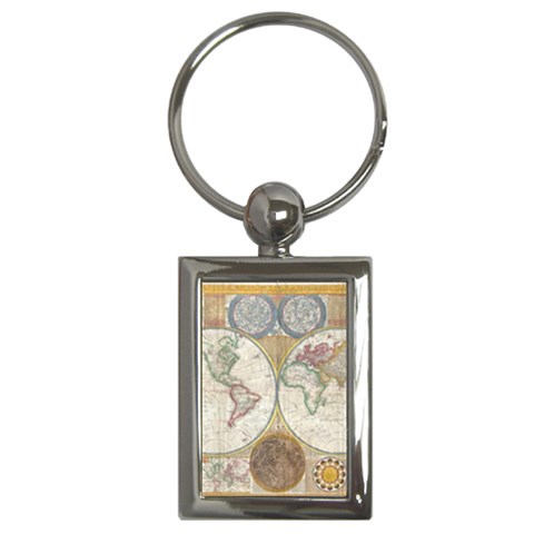 1794 World Map Key Chain (Rectangle) from UrbanLoad.com Front