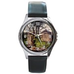 Toulongergues2 Round Leather Watch (Silver Rim)
