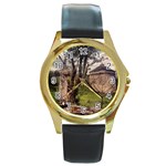 Toulongergues2 Round Leather Watch (Gold Rim) 