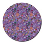 Purple Paisley 8  Mouse Pad (Round)