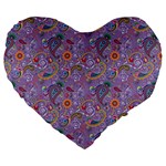 Purple Paisley 19  Premium Heart Shape Cushion