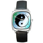 Ying Yang  Square Leather Watch
