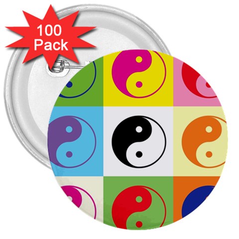 Ying Yang   3  Button (100 pack) from UrbanLoad.com Front