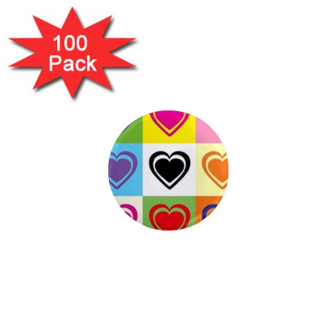 Hearts 1  Mini Button Magnet (100 pack) from UrbanLoad.com Front