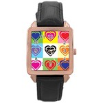 Hearts Rose Gold Leather Watch 