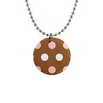Brown Pink White 1  Button Necklace