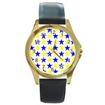 Star Round Leather Watch (Gold Rim) 