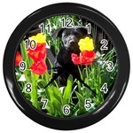 Black GSD Pup Wall Clock (Black)