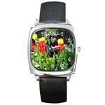Black GSD Pup Square Leather Watch