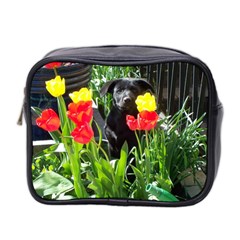 Black GSD Pup Mini Travel Toiletry Bag (Two Sides) from UrbanLoad.com Front