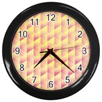Geometric Pink & Yellow  Wall Clock (Black)