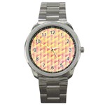 Geometric Pink & Yellow  Sport Metal Watch