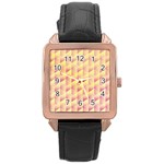 Geometric Pink & Yellow  Rose Gold Leather Watch 