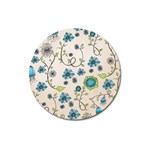 Whimsical Flowers Blue Magnet 3  (Round)