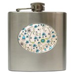 Whimsical Flowers Blue Hip Flask